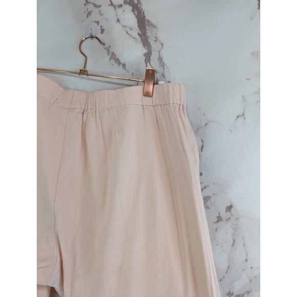 J Jill Pant Women Medium Petite Pink Linen Pull On Minimal Crop Capri Elastic - Picture 9 of 9